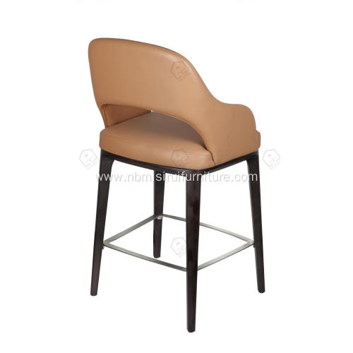 Faux leather and solid wood feet bar stool